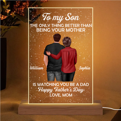 "To My Son - LED Or Acrylic Or Wooden Plaque Heartfelt Gift for Father's Day from Mom - Personalized Warm LED Night Light"