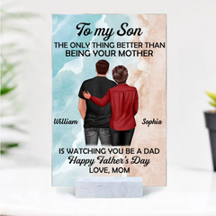 "To My Son - Acrylic Or Wooden Or LED Plaque Heartfelt Gift for Father's Day from Mom - Personalized Warm LED Night Light"