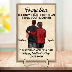 "To My Son - Wooden Or LED Or LED Plaque Heartfelt Gift for Father's Day from Mom - Personalized Warm LED Night Light"