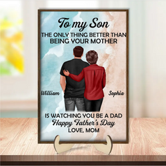 "To My Son - Wooden Or LED Or LED Plaque Heartfelt Gift for Father's Day from Mom - Personalized Warm LED Night Light"