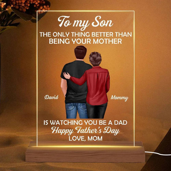 "To My Son - LED Or Acrylic Or Wooden Plaque Heartfelt Gift for Father's Day from Mom - Personalized Warm LED Night Light"