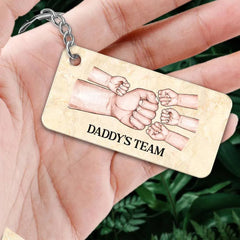 "Beach Landscape Family Sitting Back View Acrylic Or Wooden Keychain, Perfect Gift for Father's Day, for Dad or Grandpa"