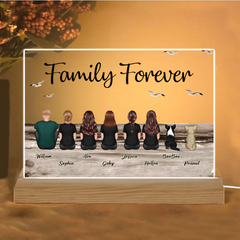 "Beach Landscape Family Sitting Back View Acrylic Or Wooden Car Hanger, Perfect Gift for Father's Day, for Dad or Grandpa"