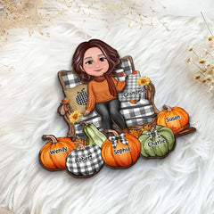 "Personalized Grandma's Autumn Pumpkin Plaque, Poster, Keychain, Ornament, Pillow & Blanket and Cup - A Heartwarming Gift for Loved Ones"