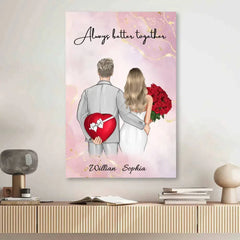 "Hearts in Harmony" - 'Always Better Together' Personalized Couple Poster/Canvas - A Sentimental Anniversary Gift